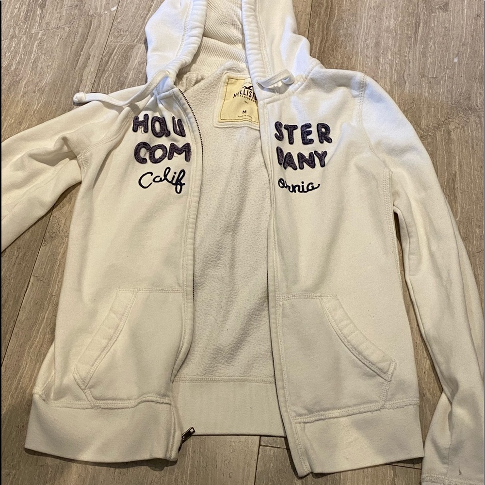 white hollister zip up